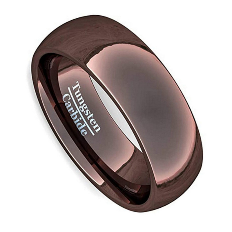 Einzigartige 8 mm hochglanzpolierte Wolframcarbid-Eheringe mit gewölbter Kaffeebeschichtung China-Lieferant