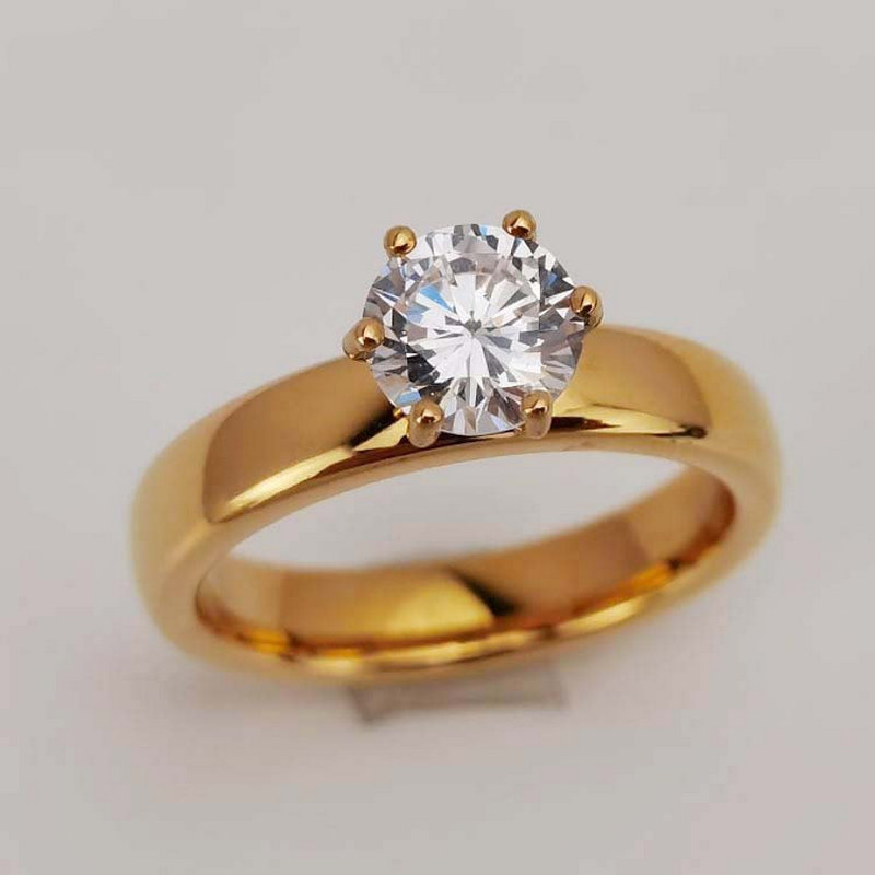 China Anillo de boda de tungsteno de oro pulido de 6 mm de diseño más nuevo Anillo de carburo de tungsteno de ajuste cómodo con rosca CZ Fabricantes