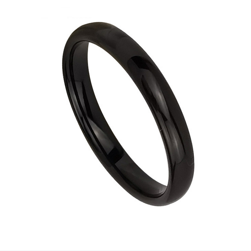 Wolframring auf Lager Beliebter 3 mm gewölbter schwarzer Wolframkarbidring Herren Eheringe China Hersteller