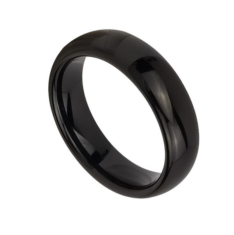 Tungsten Ring in Stock Popular 6mm Domed Black Tungsten Carbide Ring Men's Wedding Bands China Manufacturer