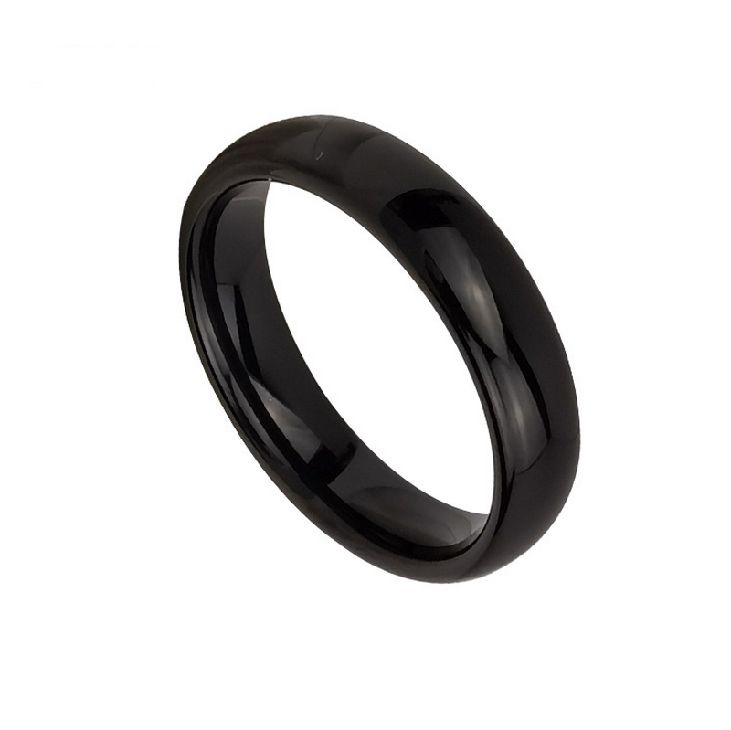 Wolframring auf Lager Beliebter 5 mm gewölbter schwarzer Wolframkarbidring Herren Eheringe China Hersteller