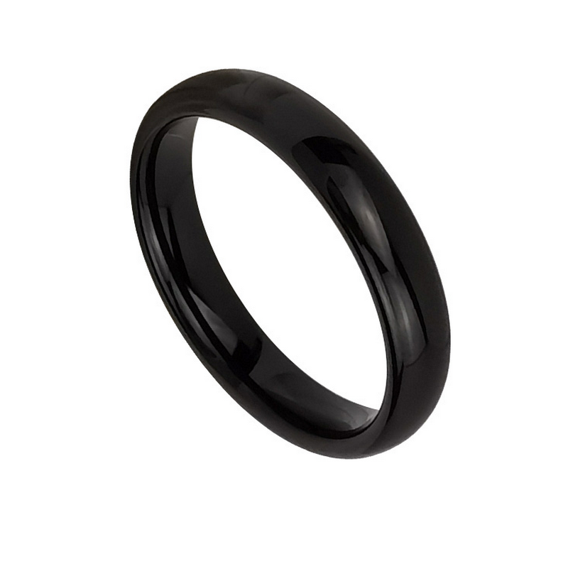 Tungsten Ring in Stock Popular 4mm Domed Black Tungsten Carbide Ring Men's Wedding Bands China Manufacturer