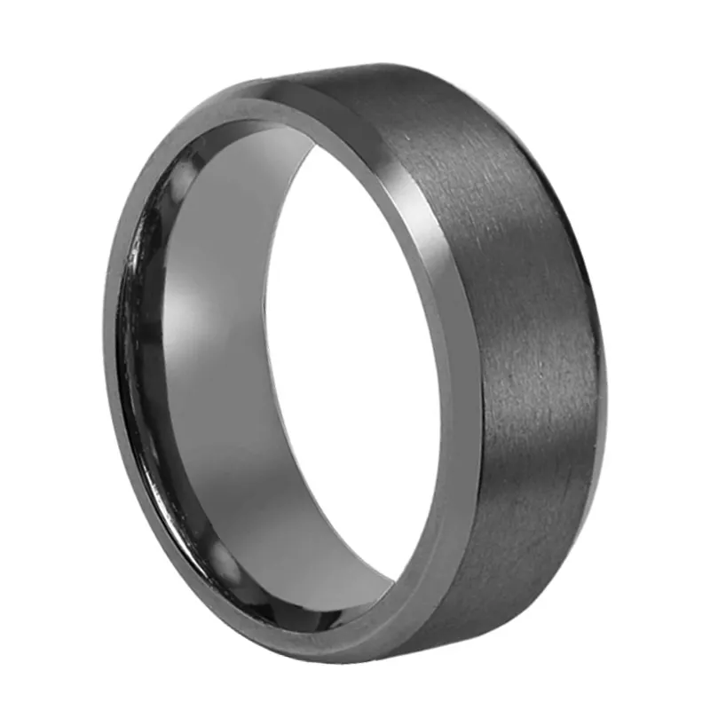 Chine Bagues pour hommes Bijoux 8mm Bords biseautés polis et brossés Tantale Alliance pour hommes Fabricants