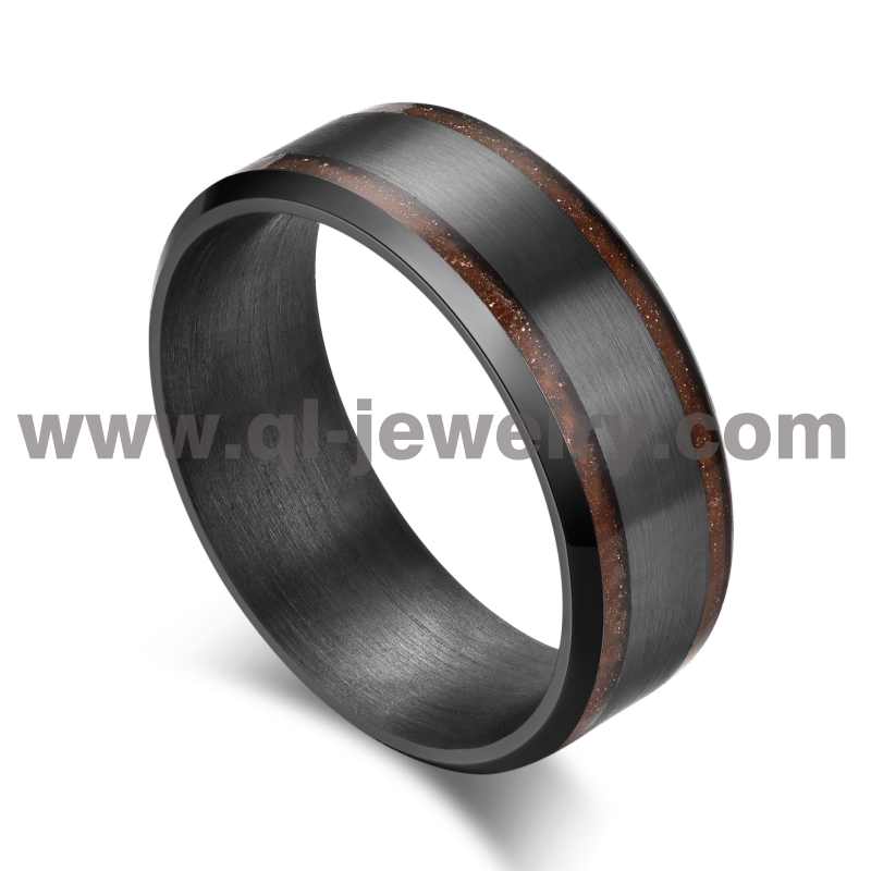 China Anillo de bodas de metal raro para hombres y mujeres Anillo de tantalio puro con bordes biselados de 8 mm con incrustaciones de arenisca naranja Fabricantes