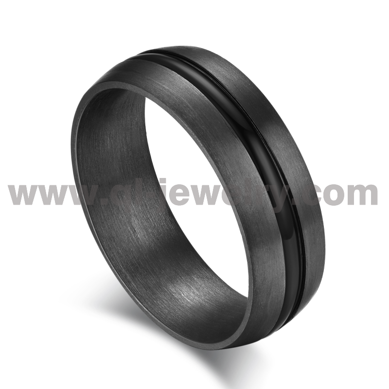 Fede nuziale in metallo raro per uomo Anello in puro tantalio spazzolato a cupola da 8 mm con canale nero da 2 mm Produttore cinese