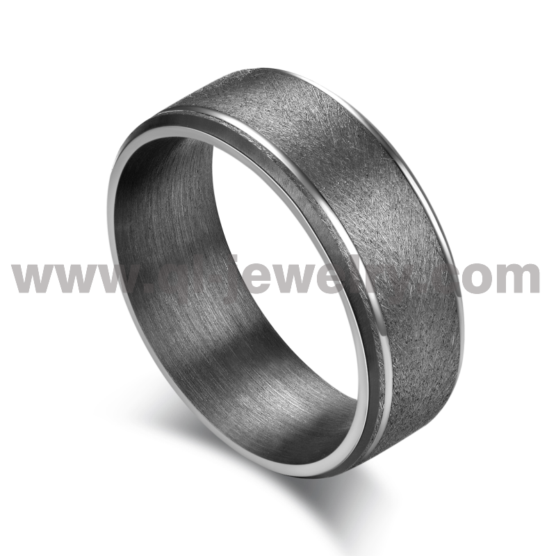 Rare Metal Wedding Band for Men 8mm Flat and Beveled Edges Wire Brushed Pure Tantalum Wedding Ring China Manufacturer