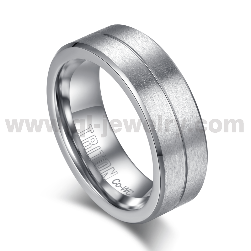Chine 2023 Alliances de mariage en cobalt de style le plus récent Bague en cobalt à bords plats et biseautés de 8 mm avec ligne au centre Fabricants