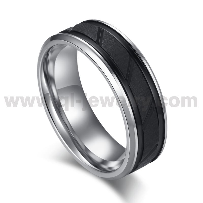 Chine 2023 Anneaux de mariage en cobalt de style le plus récent 8mm Bague en cobalt brossée et brossée pour hommes avec placage noir Fabricants