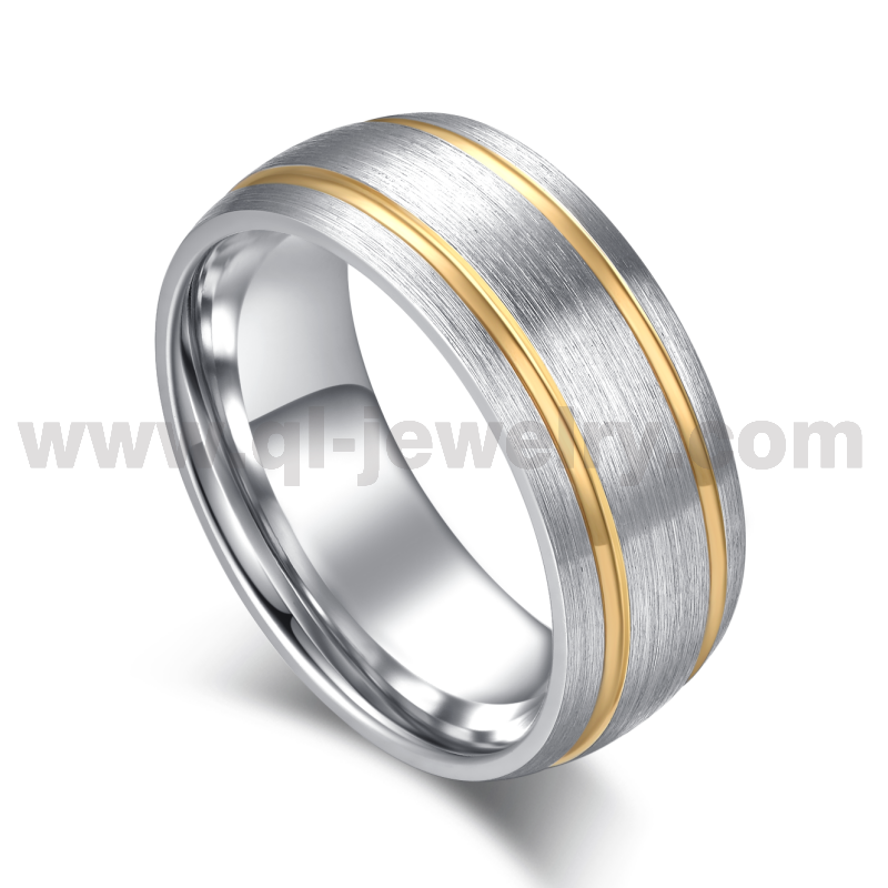 2023 Kobalt-Eheringe im neuesten Stil, 8 mm, gebürsteter, gewölbter Kobalt-Ehering für Herren mit zwei Goldlinien, China-Hersteller