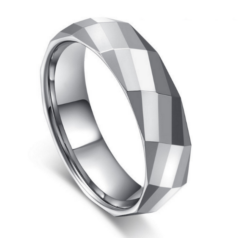 Neuestes Design, 6 mm gewölbter Facettenring und hochglanzpolierter Wolframkarbidring, Herren-Ehering, Wolfram-Facettenring, China-Hersteller