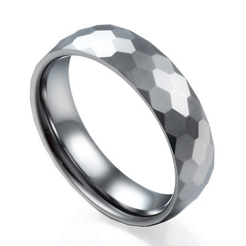 El más nuevo diseño de 6 mm con cúpula, facetado y altamente pulido, anillo de carburo de tungsteno, alianzas de boda para hombres, anillo facetado de tungsteno, fabricante de China
