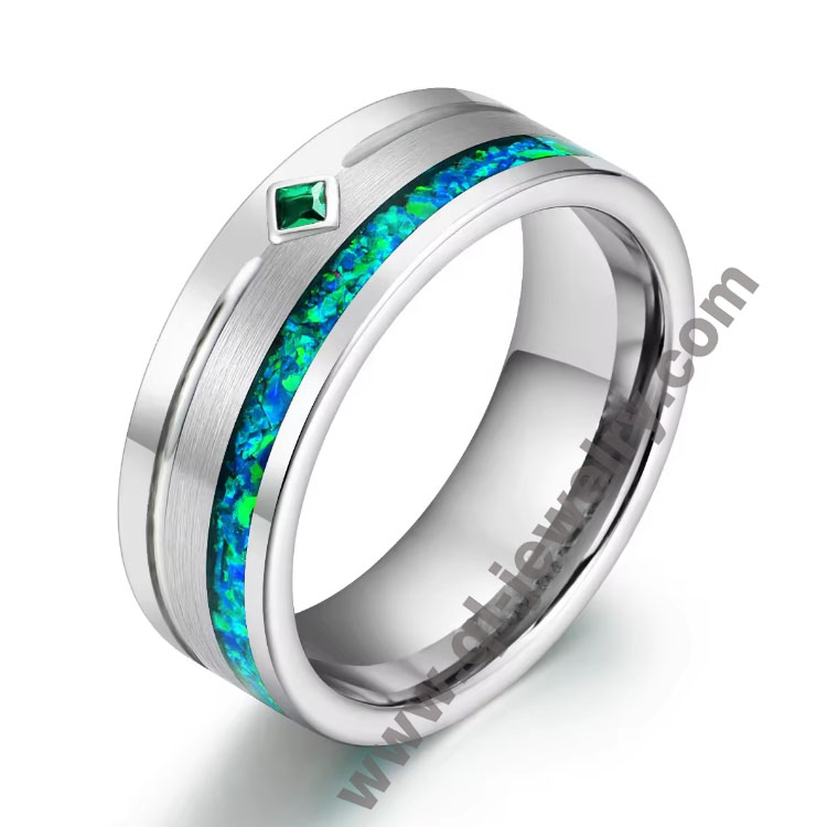 Bagues de mariage de haute qualité pour couples, ensemble d'anneaux en tungstène en argent avec opale en Zircon, bague de mariage pour hommes, fabricant chinois