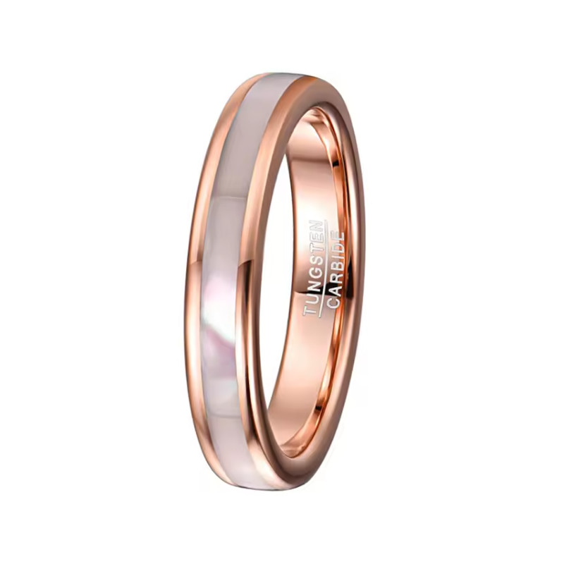 Nouveauté 4mm haute poli plaqué or Rose carbure de tungstène alliance nacre coquille incrustation chine fabricant