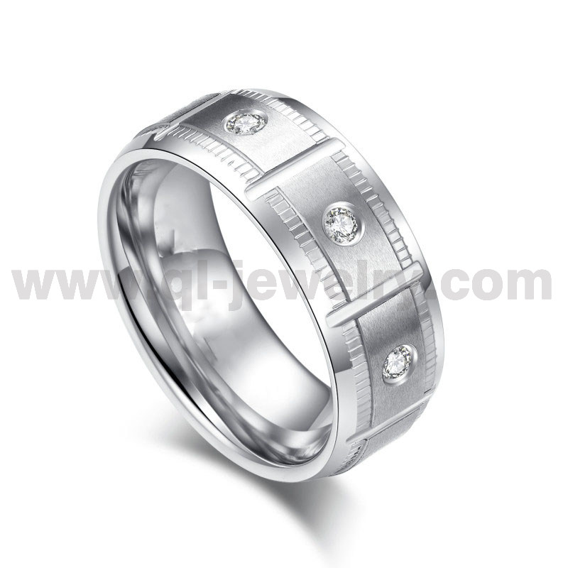 Alliances de mariage en chrome cobalt brossé et rainuré, bords plats et biseautés de 8 mm, avec 7 pierres CZ, usine chinoise, nouveaux modèles 2024