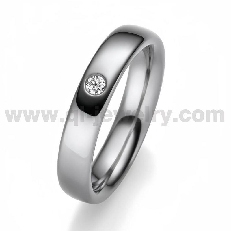 Anelli per coppia in tantalio puro in metallo raro Anello in tantalio lucido a cupola da 5 mm con inserto in diamante Produttori cinesi