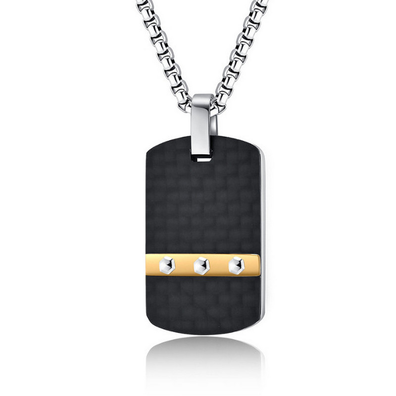 Auf Lager: Kreativer europäischer einfacher sechseckiger Nagelkopf mit K-Muster, Kohlefaser-Anhänger, Herrenmode, Militär-Anhänger, China-Lieferant