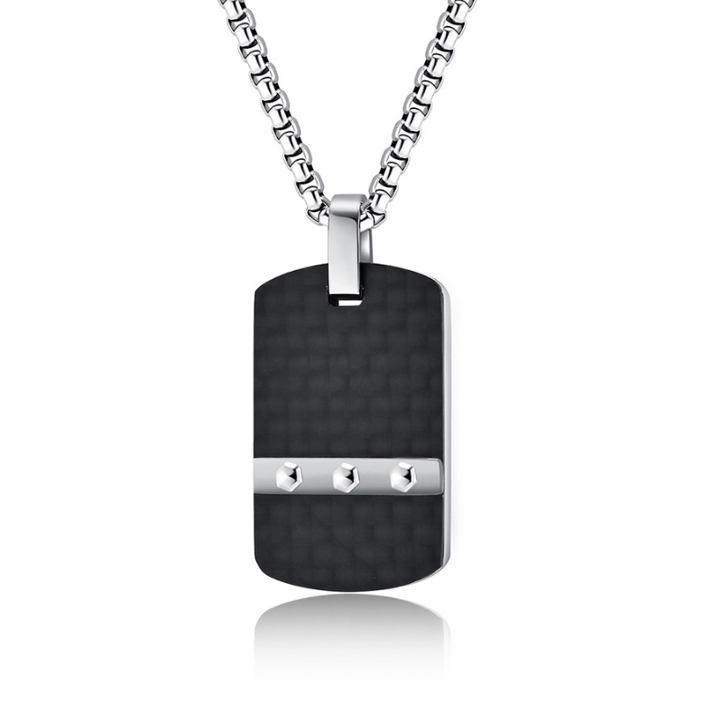 Auf Lager: Kreativer europäischer einfacher sechseckiger Nagelkopf mit K-Muster, Kohlefaser-Anhänger, Herrenmode, Militär-Anhänger, silberne Farbe, China-Lieferant