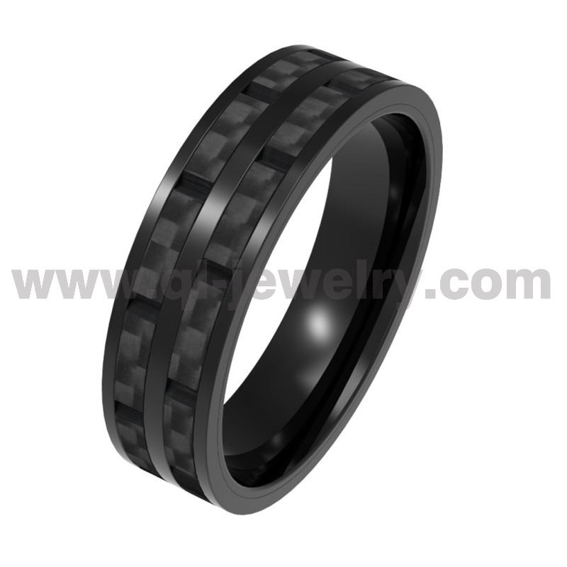 Anillo de fibra de carbono forjado de peso ligero 8 mm de fibra de carbono negro y anillo de titanio. Baras de boda de China Fabricante