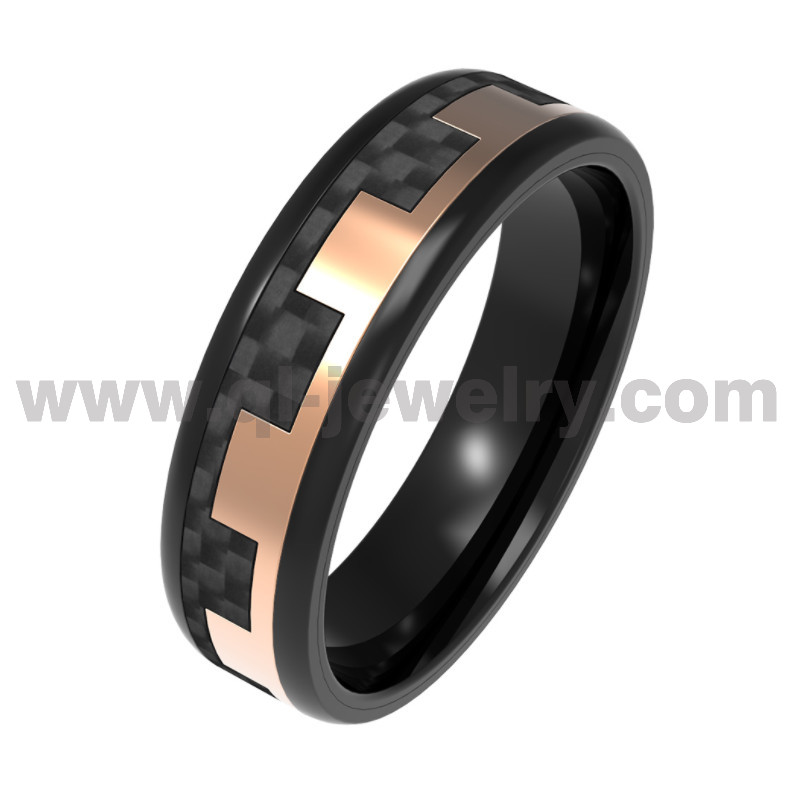 High-quality materials Black carbon fiber and Black and Rose Gold Plating 316 Stainless Steel Ring Black Carbon Fiber Wedding Bands China Manufacturer