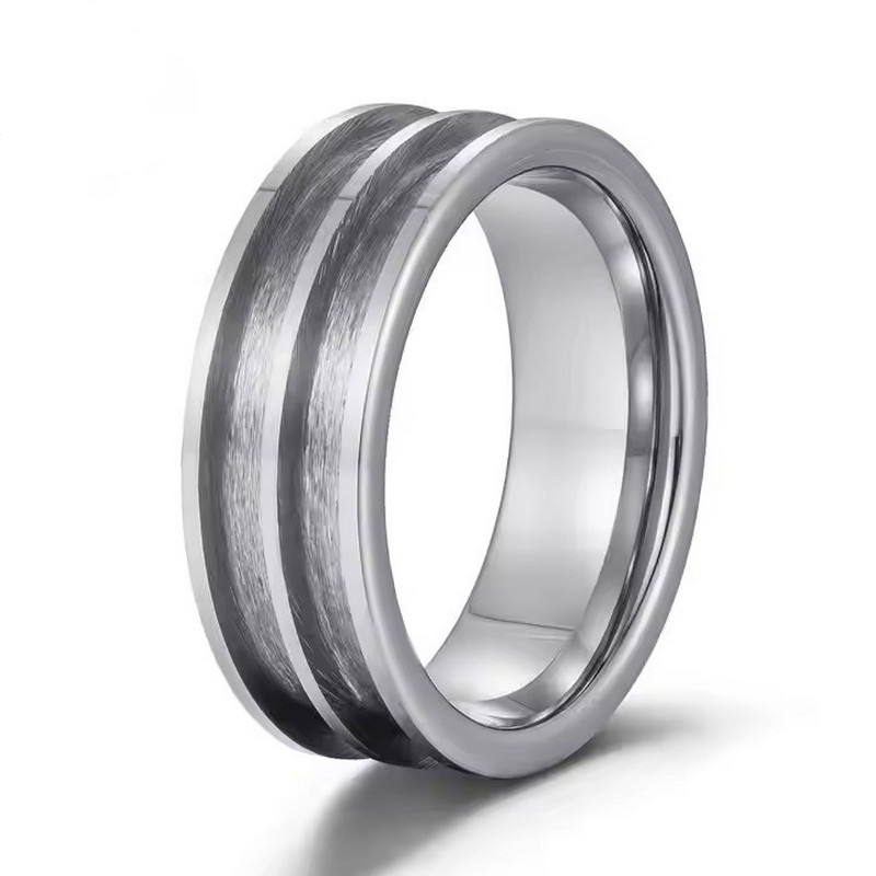 Sale chaude de haute qualité Classic Style 8 mm Tungstten Carbide Blank Ring Dual Channel Tungsten Ring Incru