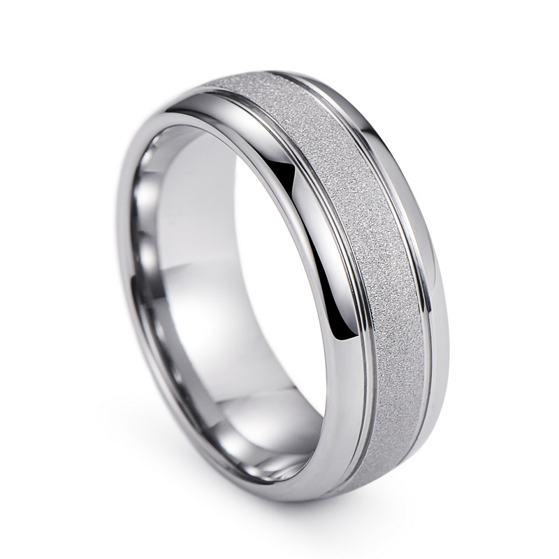 Acabado de arena | Bando de boda de Coft de 8 mm para hombres y mujeres | Anillo de carburo de tungsteno hipoalergénico, resistente a los arañazos (tamaños 6-14) | Al por mayor disponible
