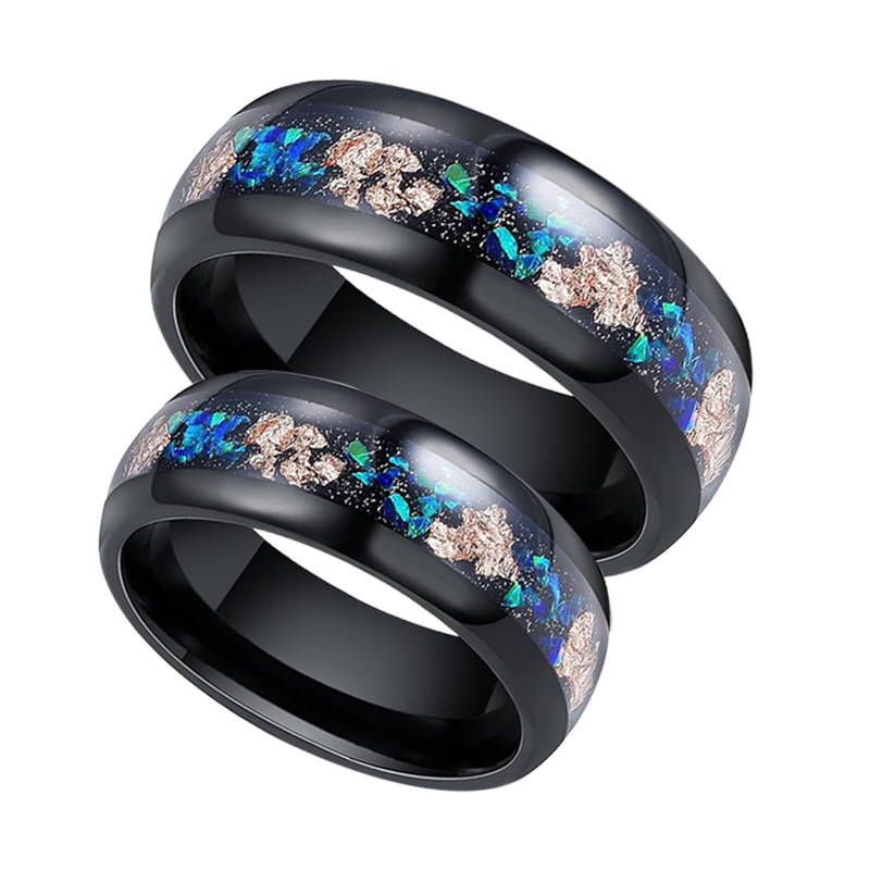 Großhandel für Männer schwarzer Wolfram -Carbidring 8mm Lichtbogenelektro - Schwarz, eingelegt mit Opal- und Aluminiumfolie China Hersteller