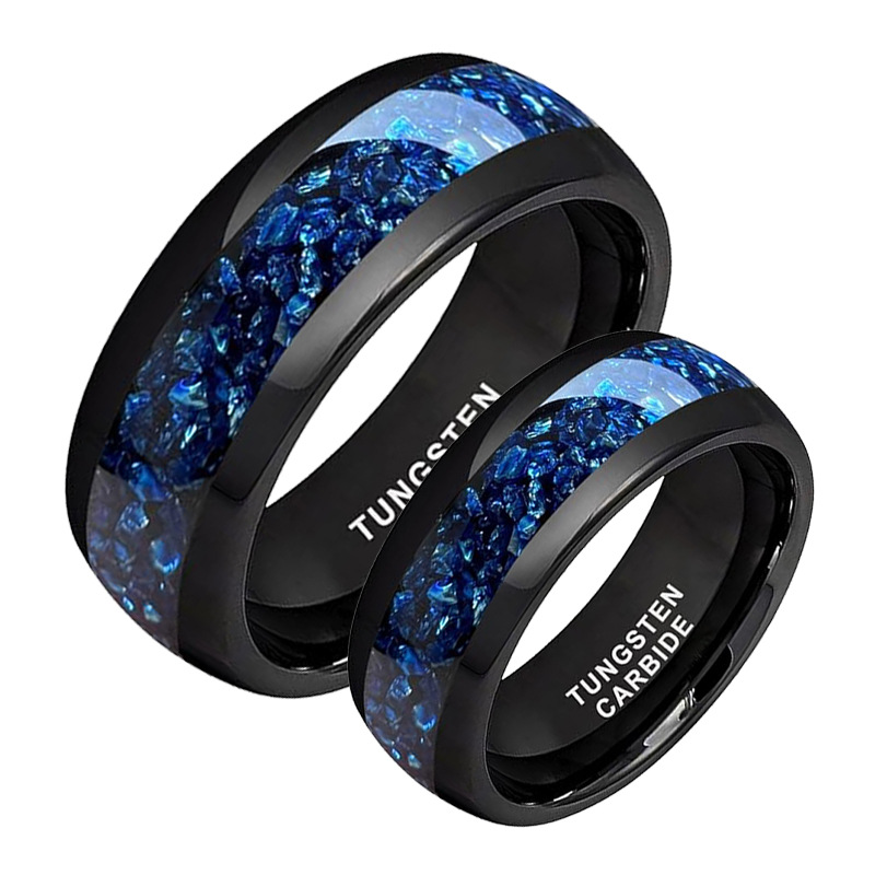 Anelli opali in carburo di tungsteno di coppia all'ingrosso-Electro-nero ad arco da 8 mm, abbinamento del produttore
