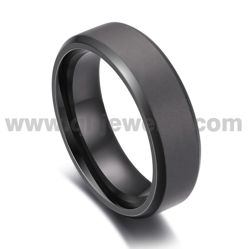 Alianza de boda para hombre OEM/ODM: Anillo de tantalio puro pulido con chorro de arena y con borde biselado plano de 6 mm