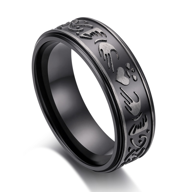 Bague de Claddagh celtique pour hommes en zirconium noir personnalisé de 8 mm - Fabricant OEM/ODM pour la vente en gros