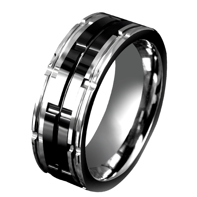 Durable 8mm Tungsten Carbide Combination Rings in Black & Silver | Bulk Supplier