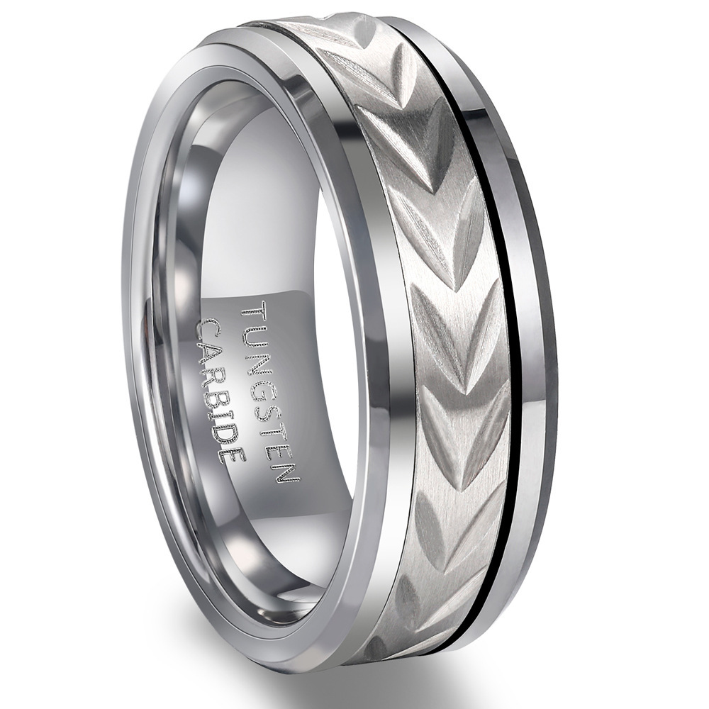8mm Tungsten Carbide 360° Spinner Rings with Full Engraving - Factory Direct Wholesale