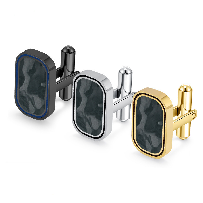Minimalist Forged Carbon Fiber Cufflinks – Titanium Steel Camouflage French Cufflinks for Men China Manufacturer