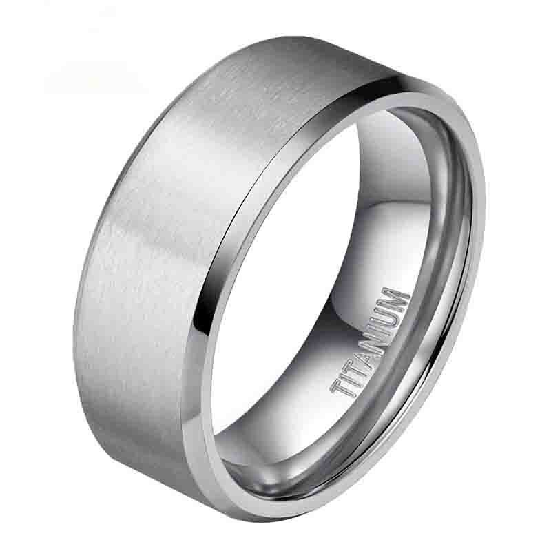Кольцо из матового чистого титана, изготовленное на заказ | Простая полоса со скошенным краем | Ширина 2-12 мм | Унисекс Гипоаллергенный чистый титан | Доступны цвета с IP-покрытием