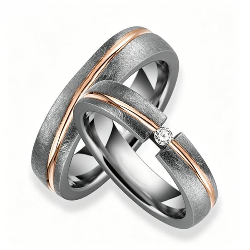 High Purity Tantalum Band Ring Smooth Surface With Gold Inlay Hypoallergenic Wedding Band For Men Women Wholesale