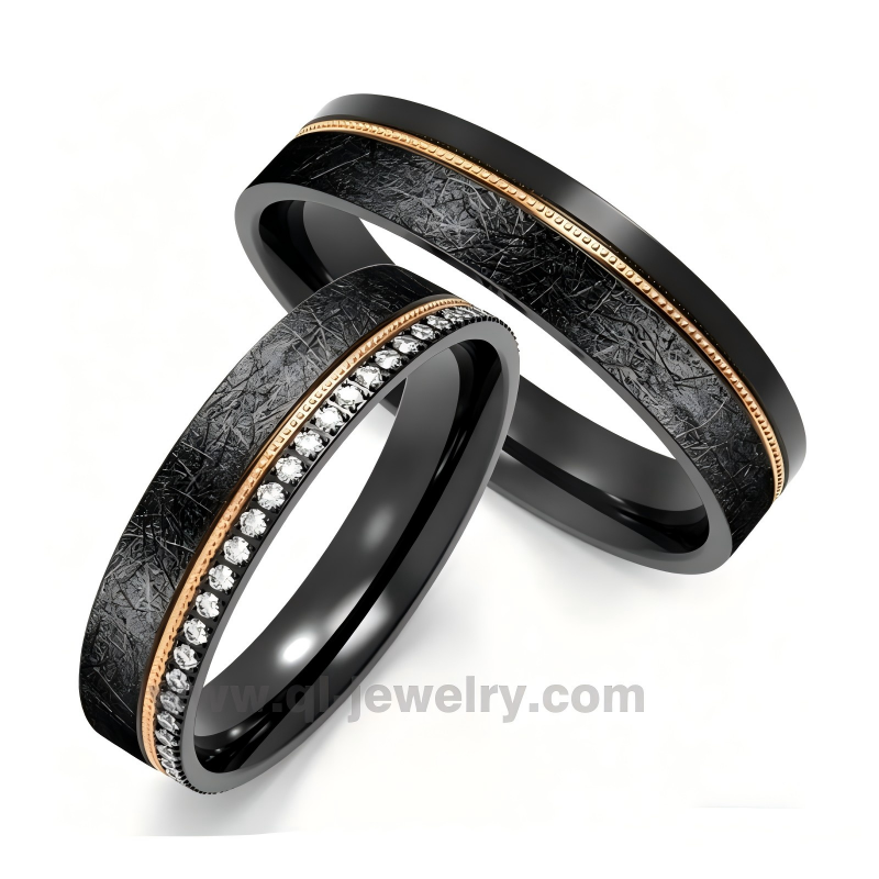 Черные титановые парные кольца, черный цвет, плавленый при высокой температуре, без гальваники, устойчивость к царапинам, оптовая продажа с низким минимальным объемом заказа