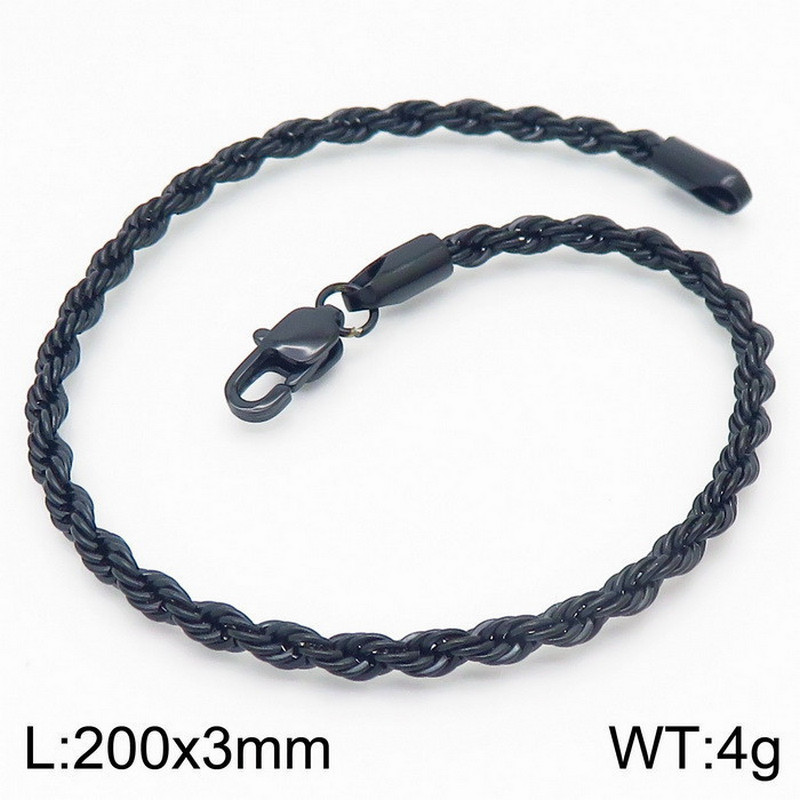 Bracciale a catena con corda intrecciata da uomo all'ingrosso in acciaio inossidabile 316L Bracciale con chiusura a ginocchiera Larghezza multipla 3mm-8mm Placcato PVD Logo personalizzato OEM ODM