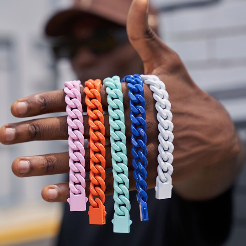 Collana a catena cubana dello smalto all'ingrosso della fabbrica Collana a catena cubana in acciaio inossidabile 316L Colorata catena a maglie verniciata Hip Hop Gioielli da uomo Logo personalizzato OEM ODM