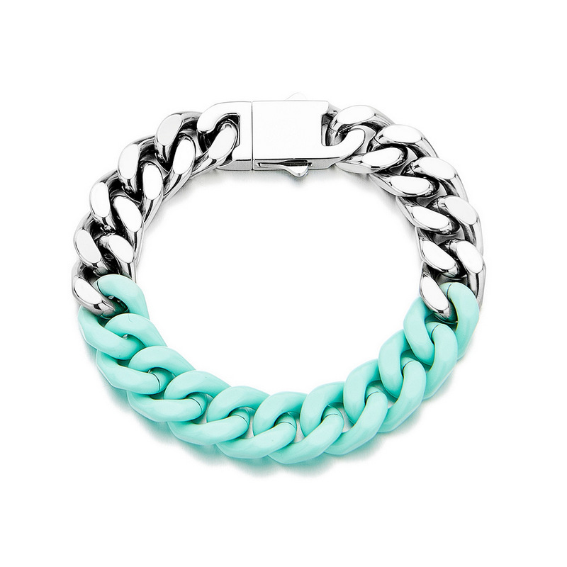 Bracciale a maglie cubane con smalto a quattro lati tagliato all'ingrosso all'ingrosso in acciaio inossidabile 316L Chiusura a levetta Hip Hop Gioielli da uomo Logo personalizzato OEM ODM