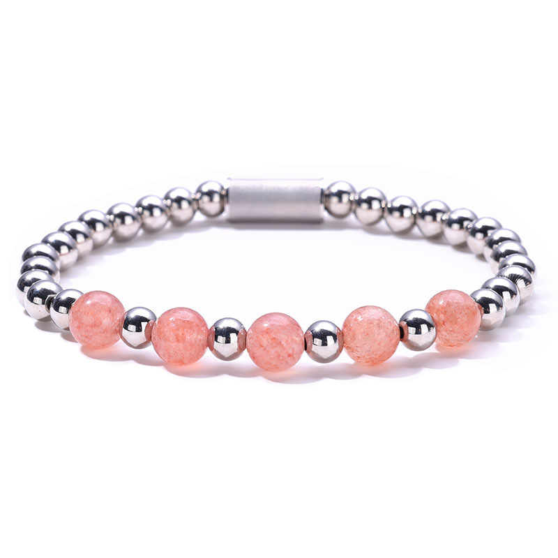 Venta al por mayor de fábrica, diseño original, pulsera de cuarzo con cuentas de acero inoxidable para mujeres, hombres, joyería de mano de cristal europea americana de moda, logotipo personalizado OEM ODM