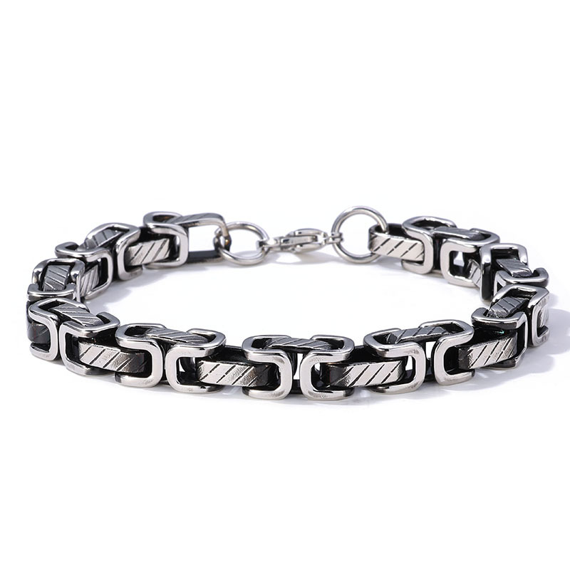 Wholesale European American Hip Hop Men's Stainless Steel Byzantine Chain Bracelet Necklace, Luxury Lightweight Titanium Steel Link Jewelry for Trendy Streetwear, Custom Logo Bulk Supply