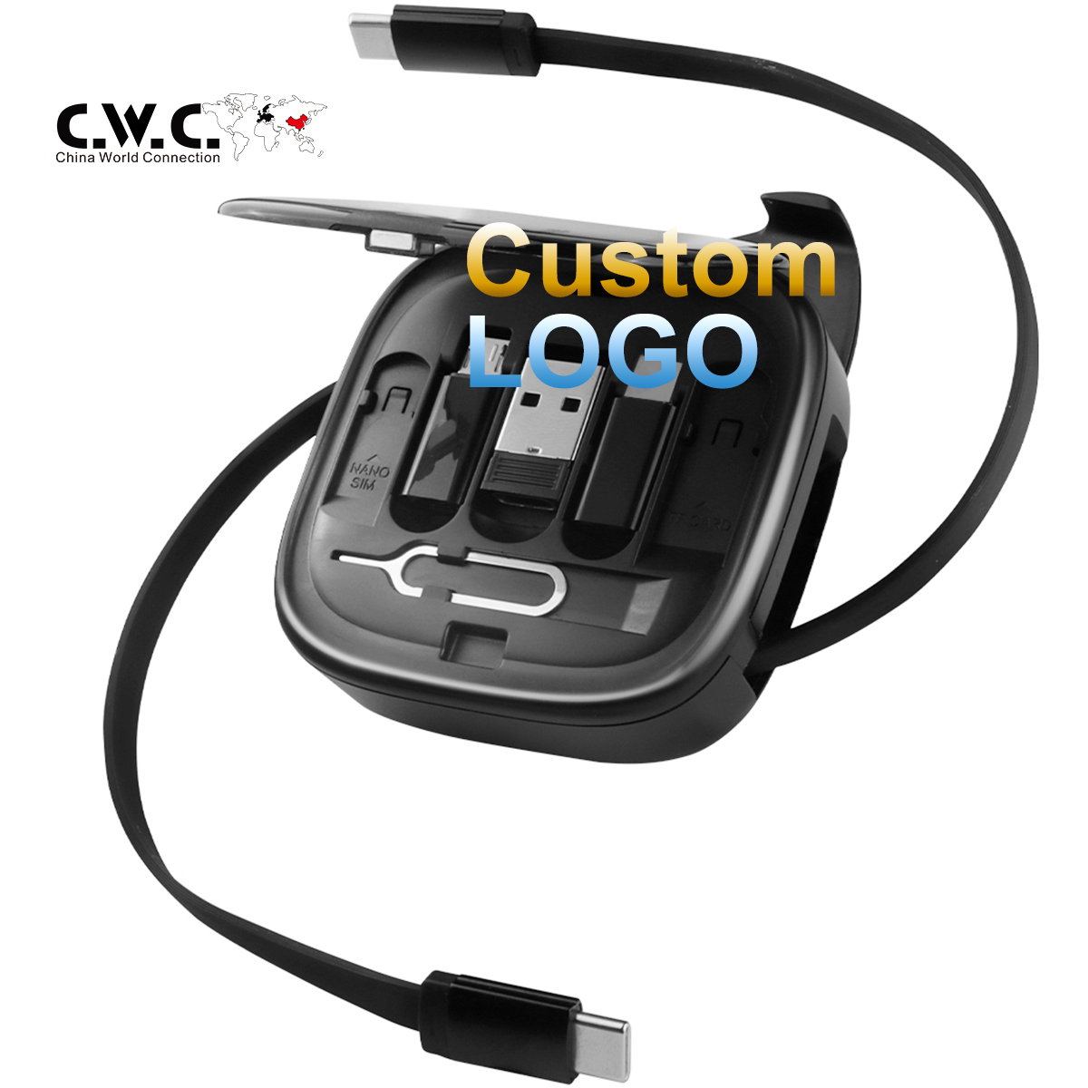 Niestandardowe logo 60 W Czarne magnetyczne ładowanie USB C do USB C Kabel Podwójne wyjście 4 w 1 Multi Magnetyczne kabel ładowania - Kopia - 90T73B