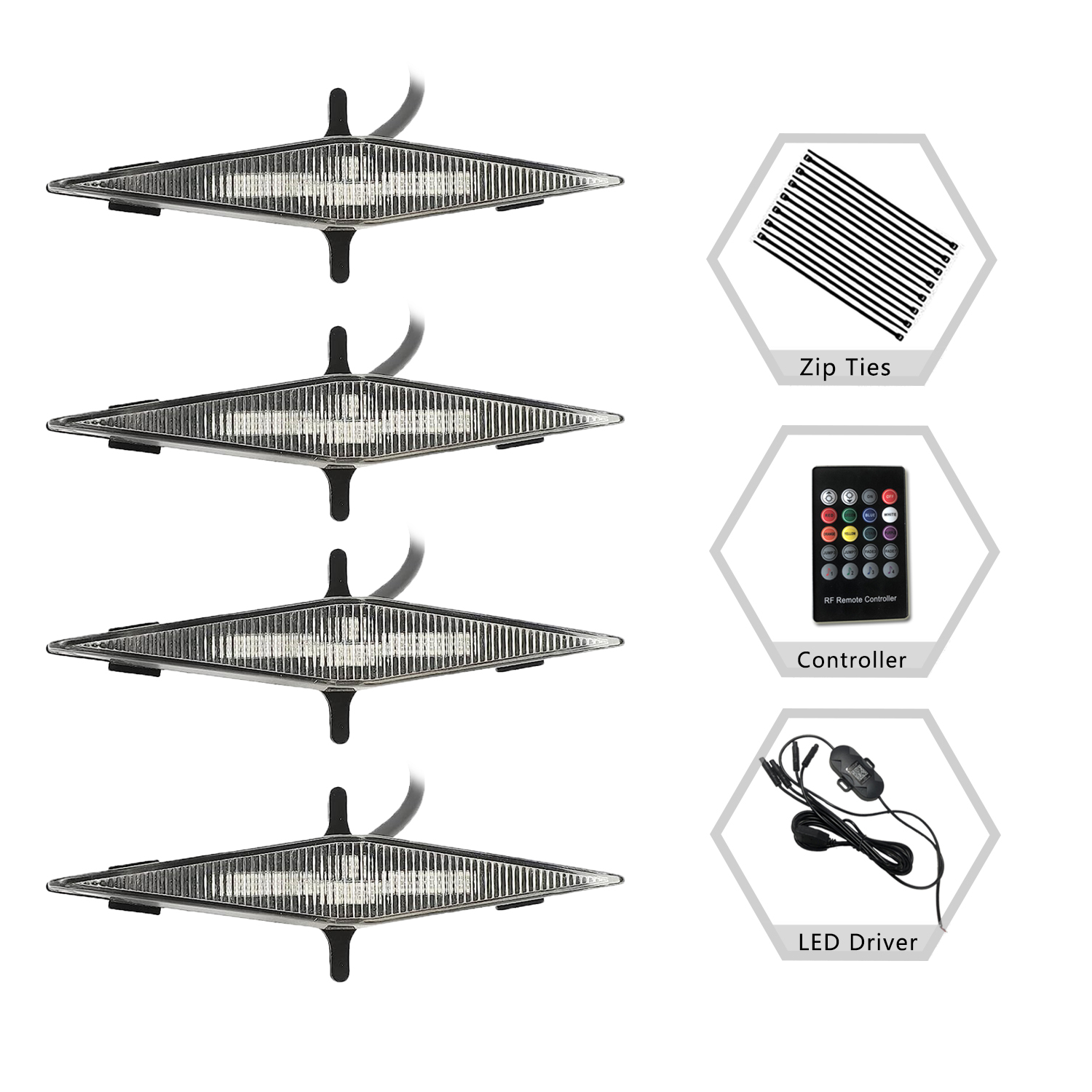 China 4PCS RGB Grill LED Light APP Remote Control For Tacoma 2016-2019 Front Grille Colorful LED Light Trim Grill Car Accessories - COPY - dkswf2 fabricante