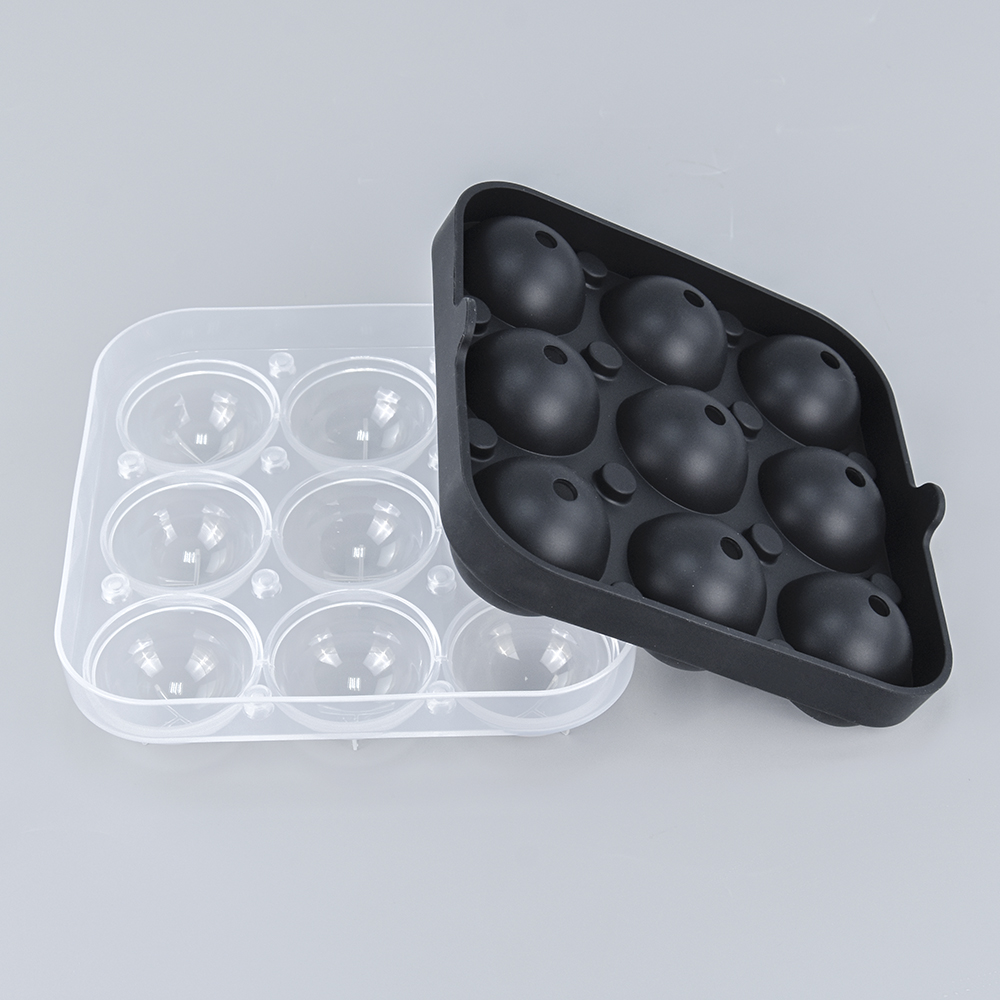 Benhaida Premium Leakproof 2 inch Ice Ball Maker for Whiskey BPA Free Easy to Release Silicone 9 Cavity Ice Ball Mold