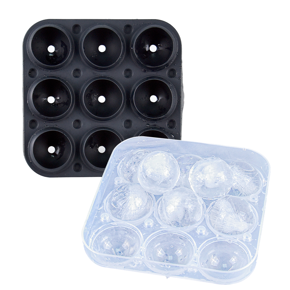 Benhaida Premium Leakproof 2 inch Ice Ball Maker for Whiskey BPA Free Easy to Release Silicone 9 Cavity Ice Ball Mold