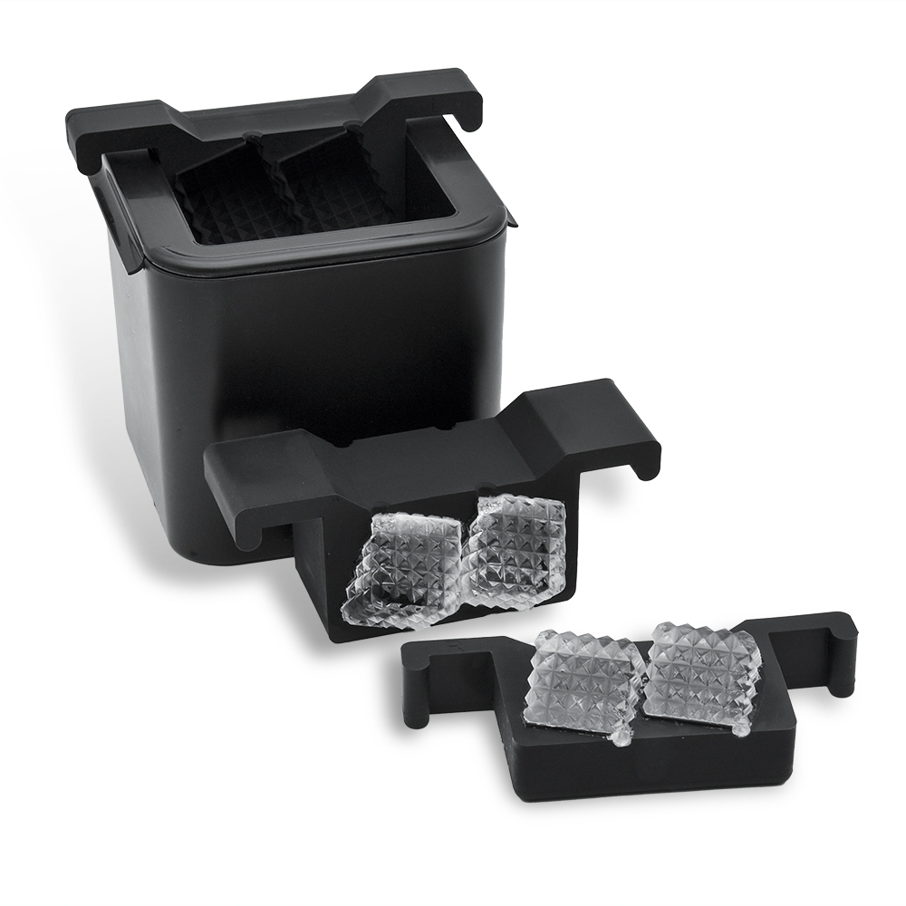 BHD Whiskey großer Kristall-Eiswürfelbereiter, BPA-freies, langsam schmelzendes Silikon, 4 Mulden, klare Prismenwürfel-Eisform