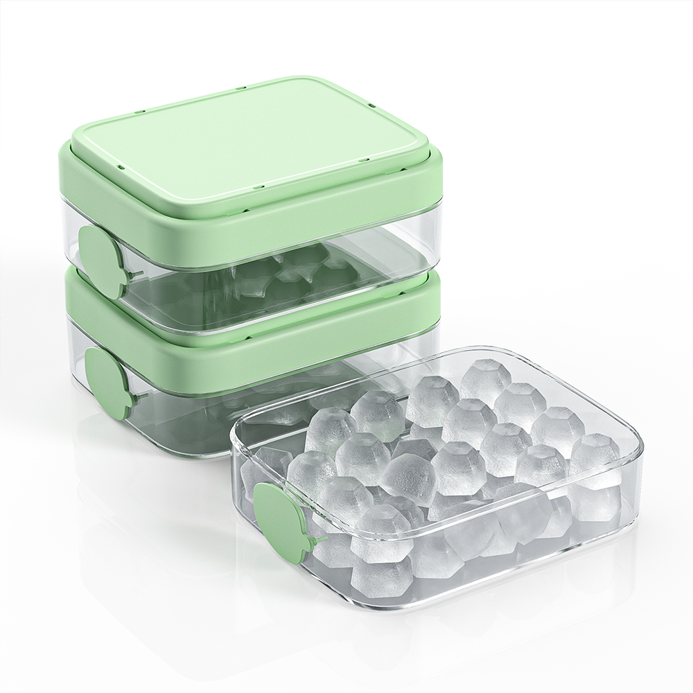 BHD NEUE Waben-Eiswürfelform mit 20 Mulden, einfache Presse zum Kühlen von Whiskey, Push-Release-Kunststoff-Eiswürfelbehälter