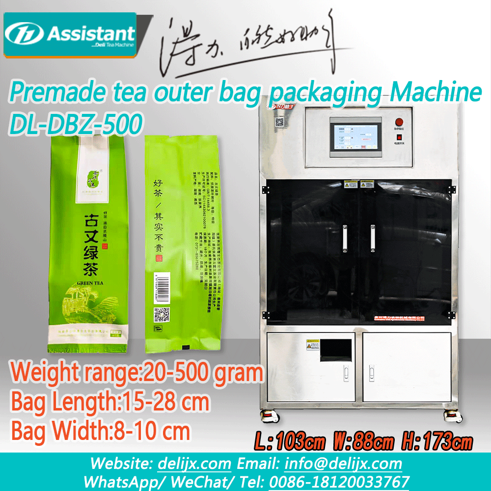 20-500 gram Túi đóng gói trà lá lỏng lẻo màu xanh lá cây Máy đóng gói DL-DBZ-500