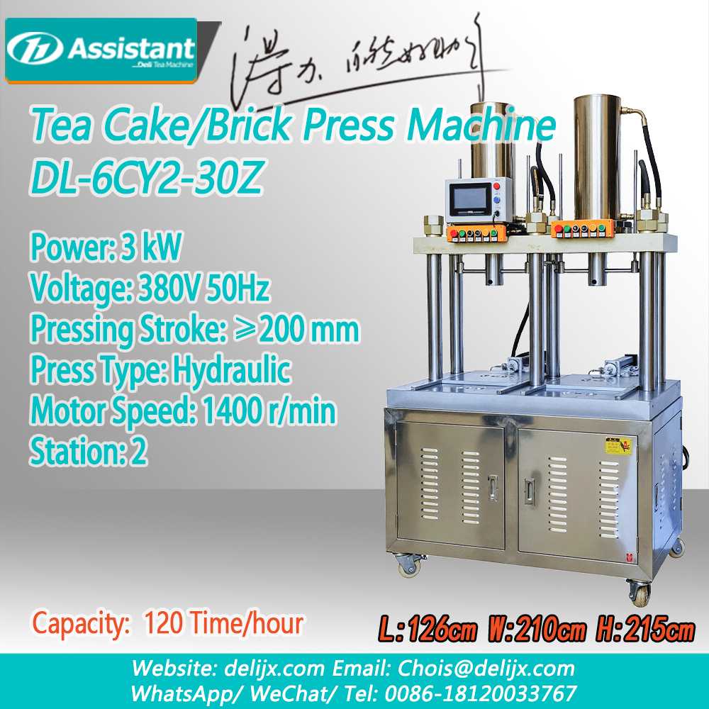 Cina 2 Stasiun Mesin Press Kue Teh/Bata Tekanan 30 Ton Dengan Debit Otomatis DL-6CY2-30Z pabrikan