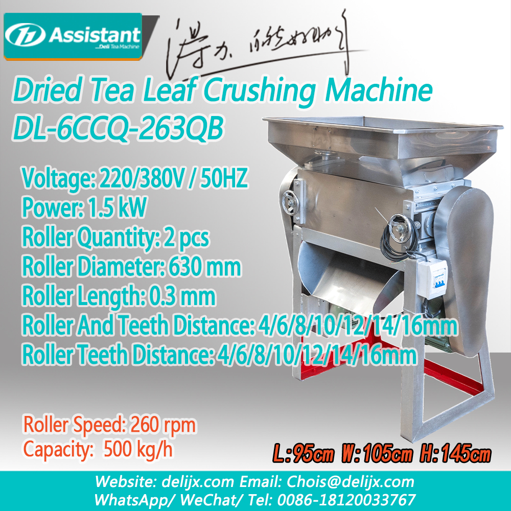 Mesin Penghancur Daun Teh Hitam Kering Bergigi Stainless Steel DL-6CCQ-263QB