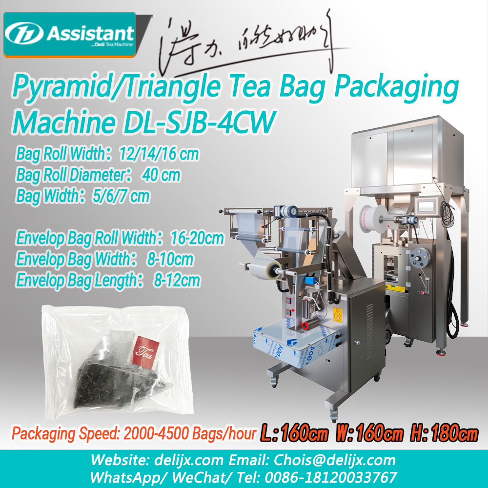Máy đóng gói túi trà hình kim tự tháp nylon có túi bên ngoài DL-SJB-4CW